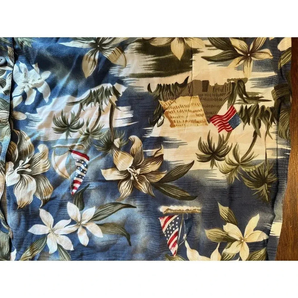 The Foundry Supply Co. American Flag Hawaiian Casual Button Shirt Men XLT Preppy - Picture 11 of 11